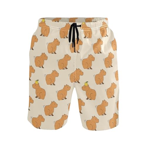 Men's Swim Trunks Cute Capybara Board Shorts Quick Dry Swimsuit Swimwear Holiday Party Bathing Suit