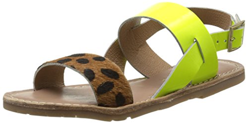 Yep by JonakElsa - Sandalias de caña baja, Niñas, color Amarillo (Jaune/Leopard), talla30