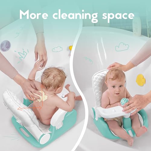 image for BabyBond Baby Bath Seat with Sitting & Lying 2 Modes, 3-Speed Adjustme