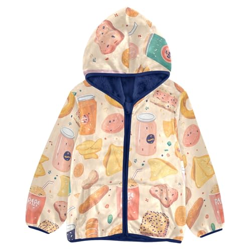 Variety Of Snacks Girls Fleece Jacket Girls Fall Jacket Girls Zip Up Hoodie Girls Sherpa Jacket 2-10T