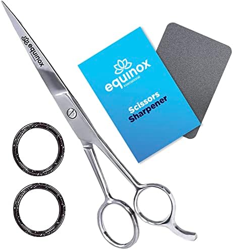Equinox Professional Hair Scissors - Hair Cutting Scissors Professional - 6.5” Overall Length - Barber Scissors for Men and Women - Premium Shears For Salon and Home Use (Ice Tempered - Silver)