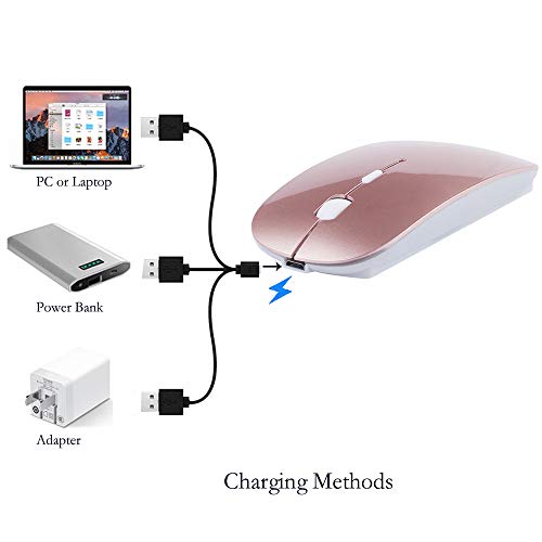 Image of KLO Rechargeable Bluetooth 5.2 /3.0 /Type-C /USB-2.4G Mouse for MacBook /MacBook air /Pro /iPad, Wireless Mouse for Laptop /Notebook /pc /iPad /Chromebook (Rose Gold)