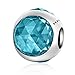 Produktbild NINGAN Strahlend Wassertropfen Kristalle Charm 925 Sterling Silber Charm Bead für Damen Armbänder und Halskette (Sea Green)