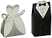 OliaDesign Wedding Party Creative Tuxedo Dress Groom Bridal Candy Gift Box with Ribbon, 50 Pairs