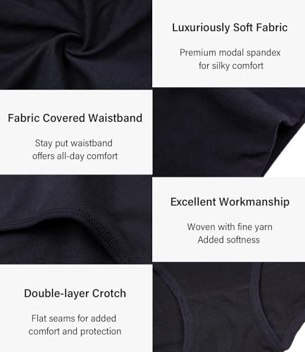 wirarpa Women's Modal Underwear Soft High Waist Briefs Ladies Panties 4 Pack (Regular & Plus Size)4