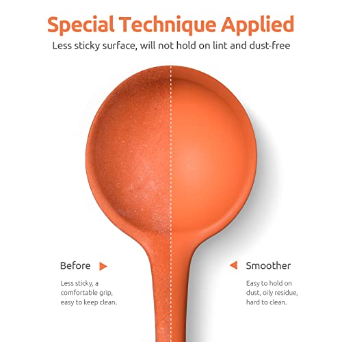Image of 13 inch Silicone Soup Ladle: U-Taste 600ºF Heat Resistant 4 oz Large Non-stick Seamless Rubber Kitchen Deep Serving Spoon with Non-slip Solid Long Handle for Cooking Sauce /Stews /Gravies /Chili(Orange)
