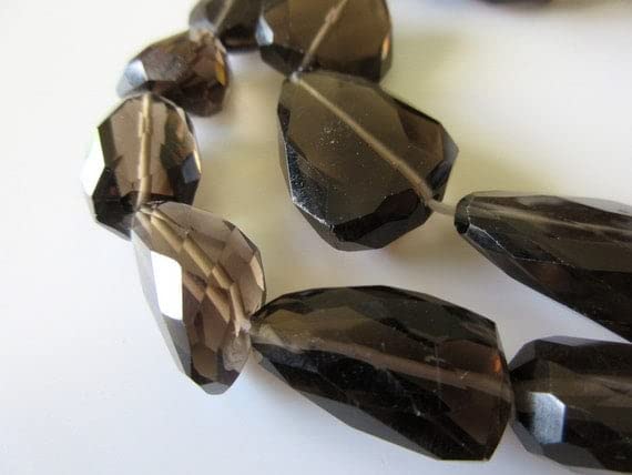 Quartz fumé en perles tumbles 12mm-20mm fil de 16" LKBEADS pour création de collier en cristal