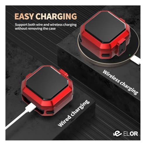 Image of ELOR Hybrid Eggshell Case Cover with Lock Compatible with Samsung Galaxy Buds 4 | 4 Pro (Earbuds Not Included) (Fiery Red)