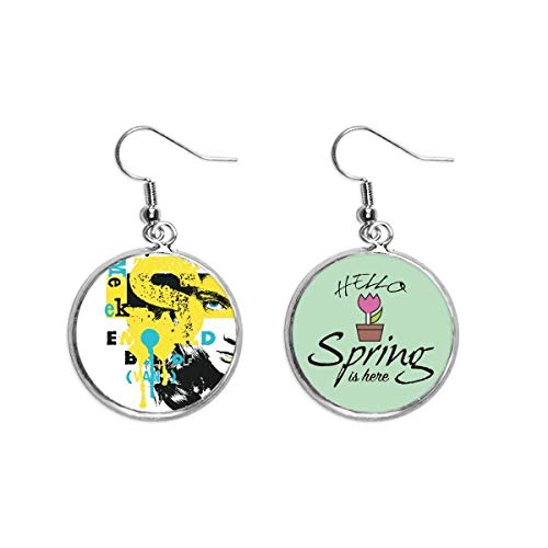 Pendientes de primavera amarillos y negros con patrón graffiti street para mujer