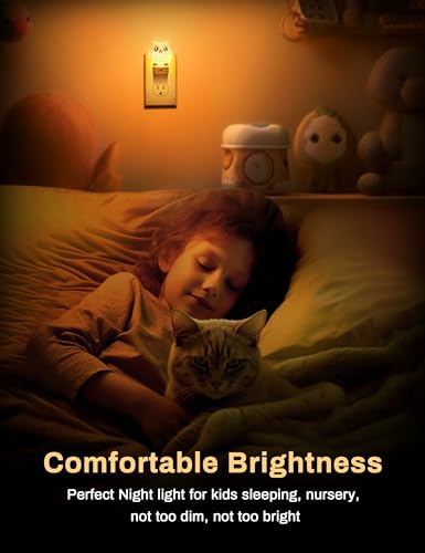 Image of DORESshop Owl Night Lights Plug Into Wall [2 Pack], Cute Night Light for Kids, 8-Color LED Night Light, Nightlight with Dusk to Dawn Sensor for Kids Room, Bathroom, Bedroom Decor, Children Gift