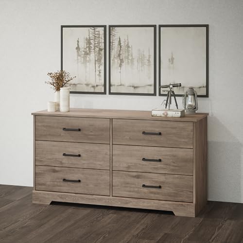 Prepac-Rustic-Ridge-Farmhouse-6-Drawer-Double-Dresser-Brown-Dresser-for-Bedroom-Chest-of-Drawers-with-6-Storage-Drawers-5325-wide-x-1825-deep-x-285-tall-Brown Prepac Rustic Ridge Farmhouse 6 Drawer Double Dresser Brown Dresser for Bedroom Chest of Drawers with 6 Storage Drawers 5325 wide x 1825 deep x 285 tall Brown