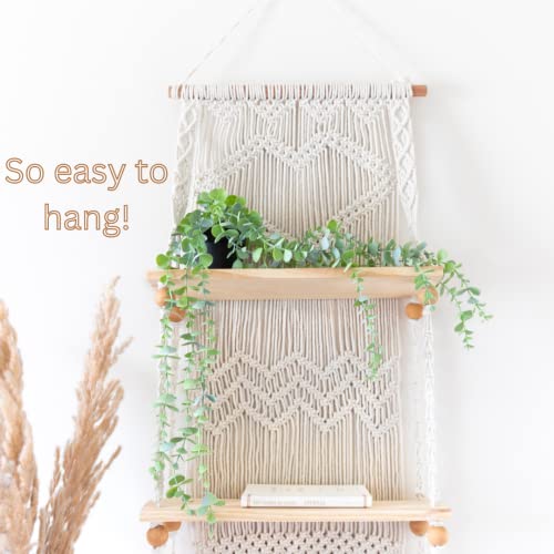 Snuglife Macrame Wall Hanging Shelf - 3 Tier Wall Shelves With Handmade Woven Rope - Boho Shelves Organizer Hanger For Kitchen, Bathroom, Home Storage, Floating Indoor Plant Wall Shelf (Pine Wood) #TOP3