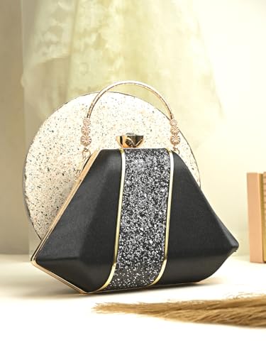 Image of TOOBA Handicraft Women's Beautiful Bling Box Clutch Bag | Evening Bag, Bridal Purse & Party Handbag | Wedding & Special Occasion Clutch (Mix Pyramid)