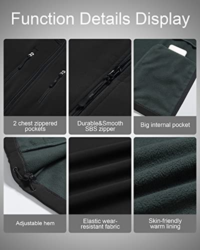 Creatmo Us USCM873 Men'S Windproof Soft Fleece Vest Outdoor Recreation Full Zip Multiple Pockets Sleeveless Jacket thumb #6
