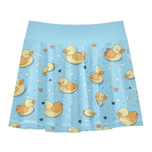visesunny Girl's Golf Skirt Athletic Duck Swimming Love Tennis Skort Sport Activewear with Double Layer Pockets