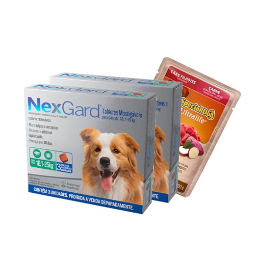 Kit 2 Un Nexgard Antipulgas Cães 10,1 A 25kg C/ 3 + Brinde