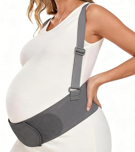 BBMOM Pregnancy Belly Bands for Pregnant Women, Maternity Belly Band Pregnancy Support Belt with Adjustable Straps (Gray, Medium)