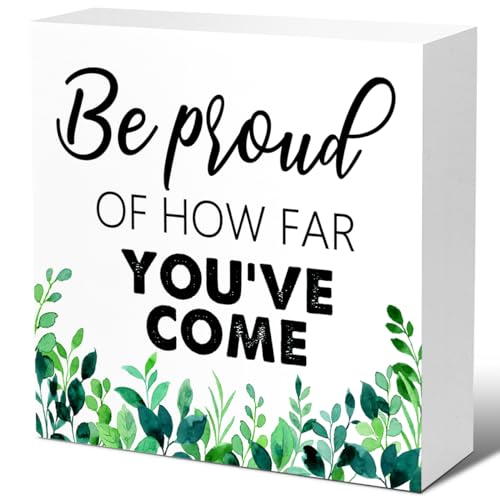 Aikeory Be Proud of How Far You've Come Wood Block Sign,tal Healt...