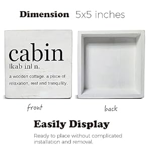 Cabindefinitionartwoodenboxsignrusticfarmhousecabindeskdecorativewoodensignhomedecorfortableshelf5x5inches Urban Country Home Decor Cabin definition art wooden box sign rustic farmhouse cabin desk decorative wooden sign home decor for table shelf 5 x 5 inches urban country home decor