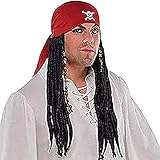 AMSCAN Pirate Bandana with Dreads Halloween Costume Accessories, One Size, Black