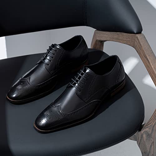 Image of Jousen Men's Dress Shoes Leather Wingtip Formal Business Oxford Shoes Brogue Retro Derby Dress Shoes for Men