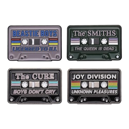 4Pcs Creative Tapes CD Enamel Pin Music Lovers Punk Lapel Pin Players Badge Set Retro Music Theme Tapes Brooches Clothing Bags Jacket Hat Accessory