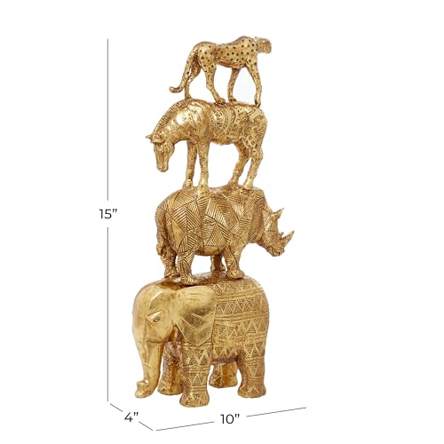 Escultura Decorativa Safari Animales Polystone Dorada 15.3 in miniatura 6