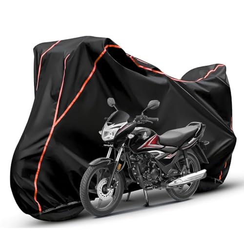 Image of Waterproof Bike Body Cover Compatible with Honda SP 125 Dustproof Scratchproof - Motorcycle Cover for Two Wheeler, Outdoor Full Cover with UV, Duty, Rain Protection (Black & Red)