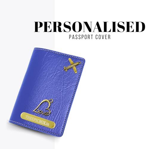Image of Personalized Leather Passport Holder Cover | Custom Name & Charm | Sleek & Stylish Travel Wallet for Men & Women | Faux Leather Passport Cover | Unisex Travel Accessory (Blue Classis)