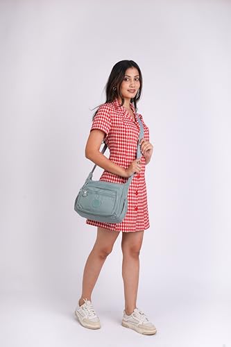 Image of TS WITH TECHSUN Women's Crossbody Sling Bag For Everyday Use, Nylon Shoulder Bag with Zipper Pockets, Adjustable Strap, Water Resistant Handbag for Travel, Shopping