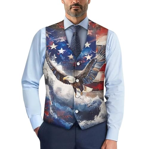 Suit Vest for Men V-Neck Button up Waistcoat with Back Belt