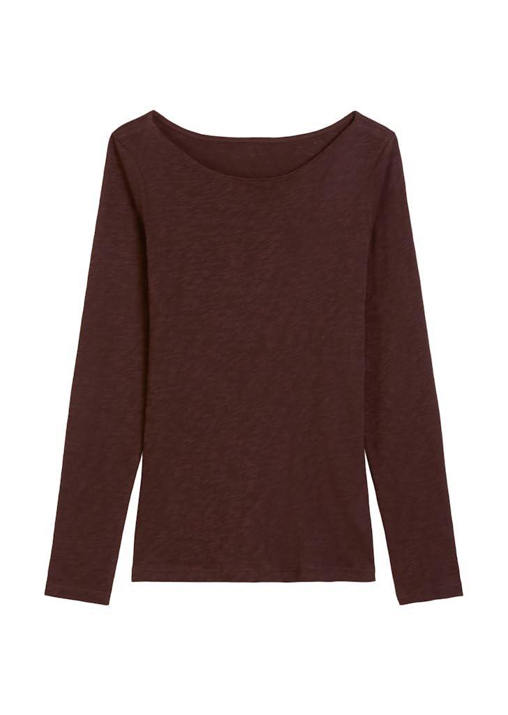 Marc OߴPolo Women's Organic Cotton Boat Neck Long Sleeve Top, Red (Black Cherry), XS