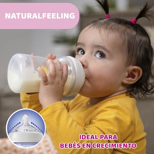 Chicco Natural Feeling Anti-Colic Baby Bottle 6+ Months 330 ml, Baby Bottle with Soft and Flexible Silicone Teat - Image 2