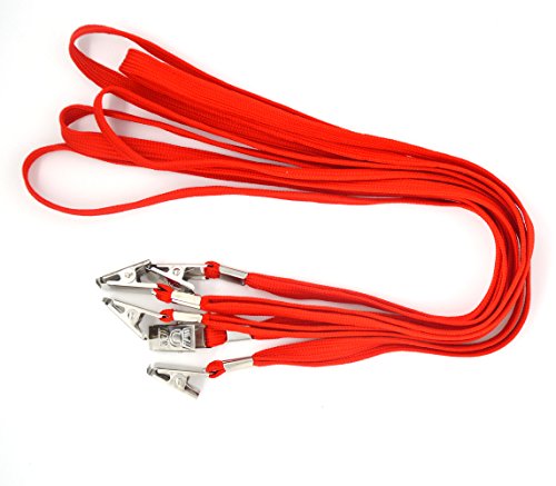 Bird Fiy® 50 Pcs Lanyard Bulldog Clip 32-Inch Flat Braid Neck Lanyard For Id Cards/Badges (Red) #TOP1