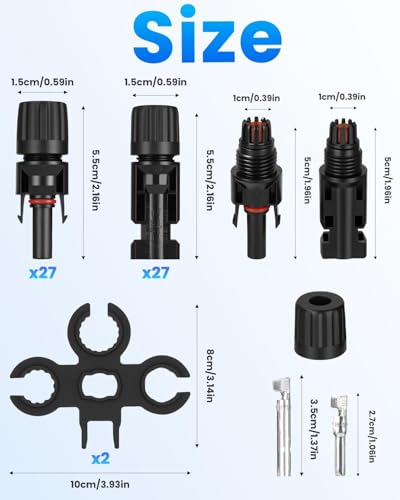 27 paar Solar Stecker Set, IP67 Wasserdicht Solarstecker Männlich/Weiblich, Solar Panel PV Kabel MC4 Stecker, Solar Verbinder Ladereglerzubehör