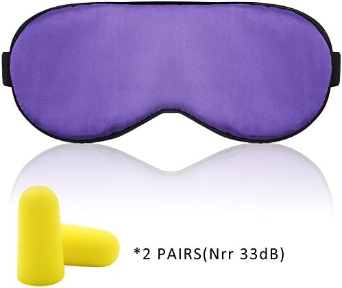 Sleep Mask - 100% Silk Eye Mask - Ultra Comfort Sleeping Mask & Blindfold for Women/Men/Kids with Free Earplugs 2 Pairs