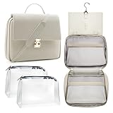 printe Hanging Toiletry Bag for Women, 2 Removable TSA Approved Makeup Bags, with Padded Shoulder St