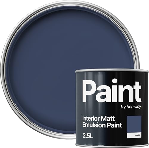 Hemway Juniper Blue Paint 2.5 L, Indoor Matt Finish, One Coat, Wall Paint, Acrylic & Water-Based Emulsion, Quick Dry & High Coverage for the Kitchen, Bathroom & Bedroom Walls & Ceiling