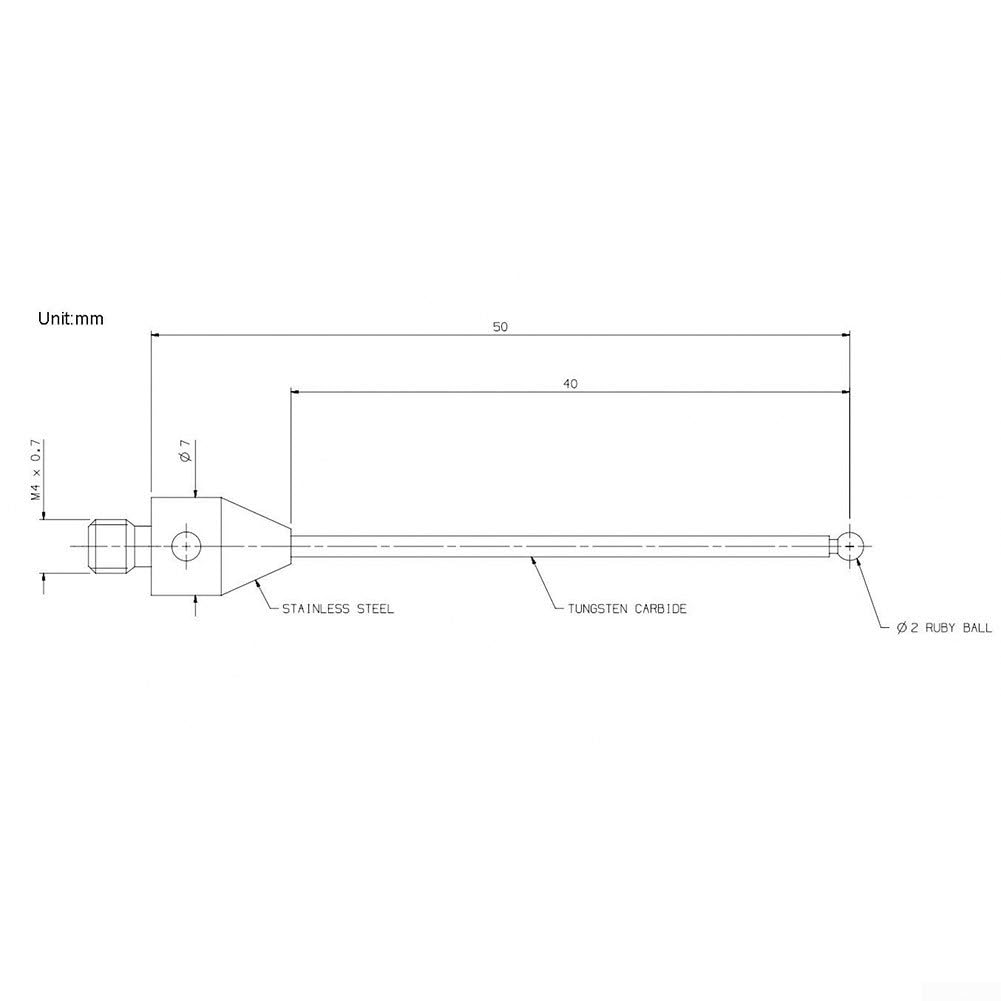 CMM Lot de 2 stylets avec boule de 2 mm de diamètre et 50 mm de longueur conçus pour systèmes de métrologie compatibles A-5003-4797