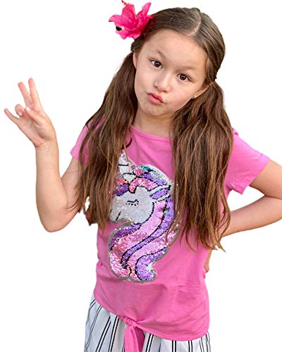 HH Family Flip Sequin Unicorn Shirt Tee for Girls 3-12 Years4