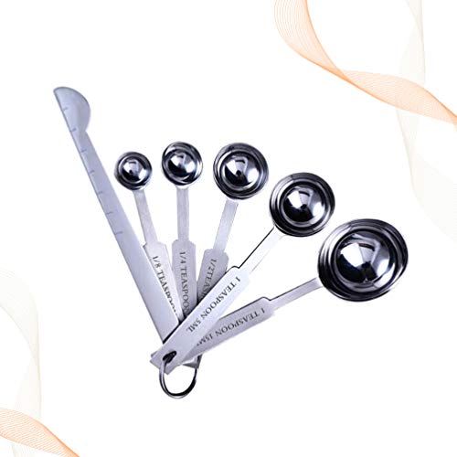 Cabilock 2 conjuntos de xícaras de medição e colher de medição de aço inoxidável, colheres de temper