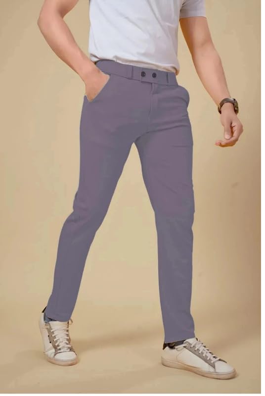 Image of NoseQueen Men's Slim Fit Cargo Trousers | Stretchable Formal Men Trousers | Stylish Slim Fit Trouser for Men | Polycotton Knitted Fabric Pant for Men's