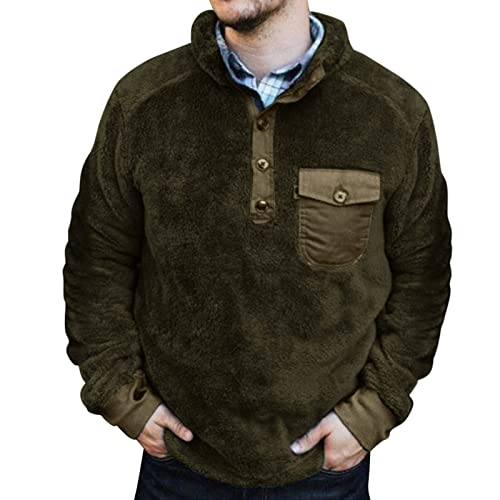 Pull manches longues homme décontracté avec poche unie et boutonnière design élégant