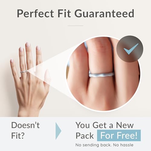 ThunderFit Silicone Rings Wedding Bands for Women, 3mm Wide, 2.4mm Thick, Women's Self-Stacking Rings, Rubber Engagement Bands, 1/3 Variety Multipack by ThunderFit - Used condition - Image 2