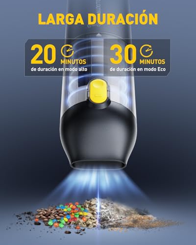 AUXITO Aspirador de Mano - Aspirador Coche de 24000 Pa, Autonomía de 30 Minutos,4 en 1, Recargable, Portátil y Ligero, Mini Aspiradora Potente para Coche, Hogar, Oficina y Pelo de Mascotas - imagen 8