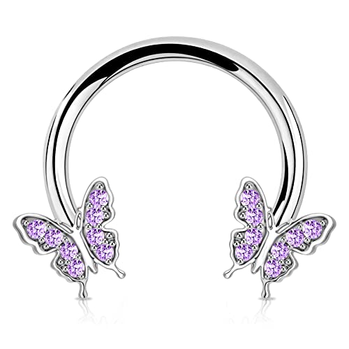 Jewseen 16G Septum Ring Butterfly Septum Jewelry CZ Septum Piercing Jewelry Cartilage Earring Helix Conch Daith Piercing Jewelry Cartilage Hoop for Women Men