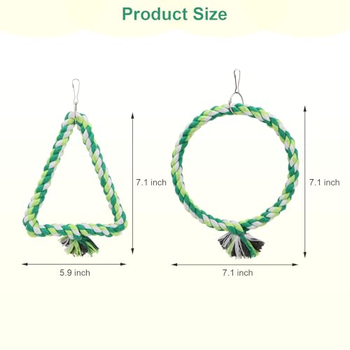 Image of Wontee Bird Swing Bird Rope Perch Parrot Climbing Stand for Parakeets Budgies Cockatiel Conure Quaker Caique (S(5.9IN, 7.1IN))