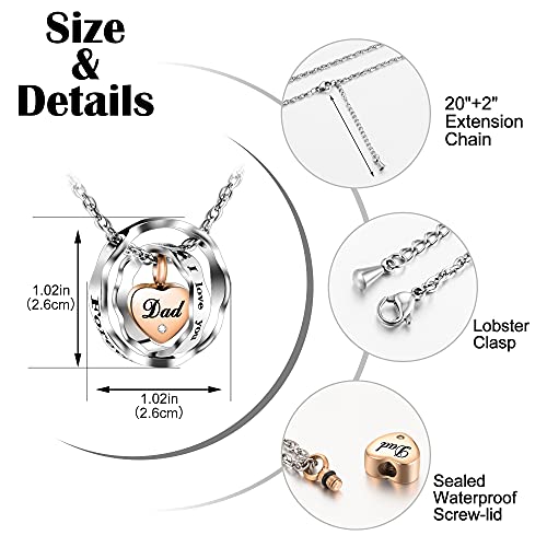 SOITIS Urn Necklace for Ashes Stainless Steel Cremation Necklace with Heart Waterproof Ashes Necklace Memorial Keepsake3