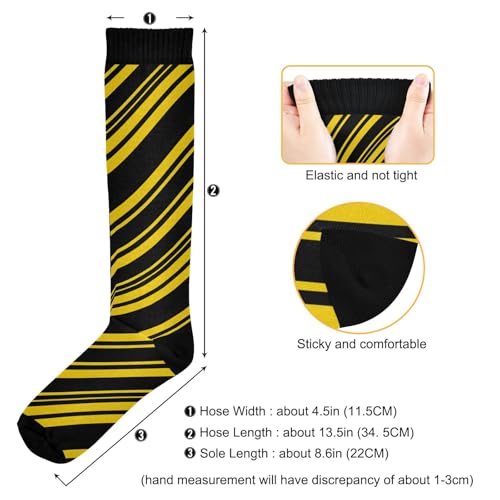 Black Yellow Striped Women's Compression Socks for Women Men Knee High Socks Long Circulation3