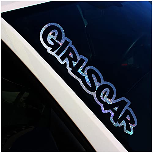 Frontscheibenaufkleber Schriftzug Girlscar Aufkleber für Windschutzscheibe Heckscheibe Frontscheibe Auto Fahrzeug Dekor Sticker FS127 (Flakes Silber, Außenklebend)